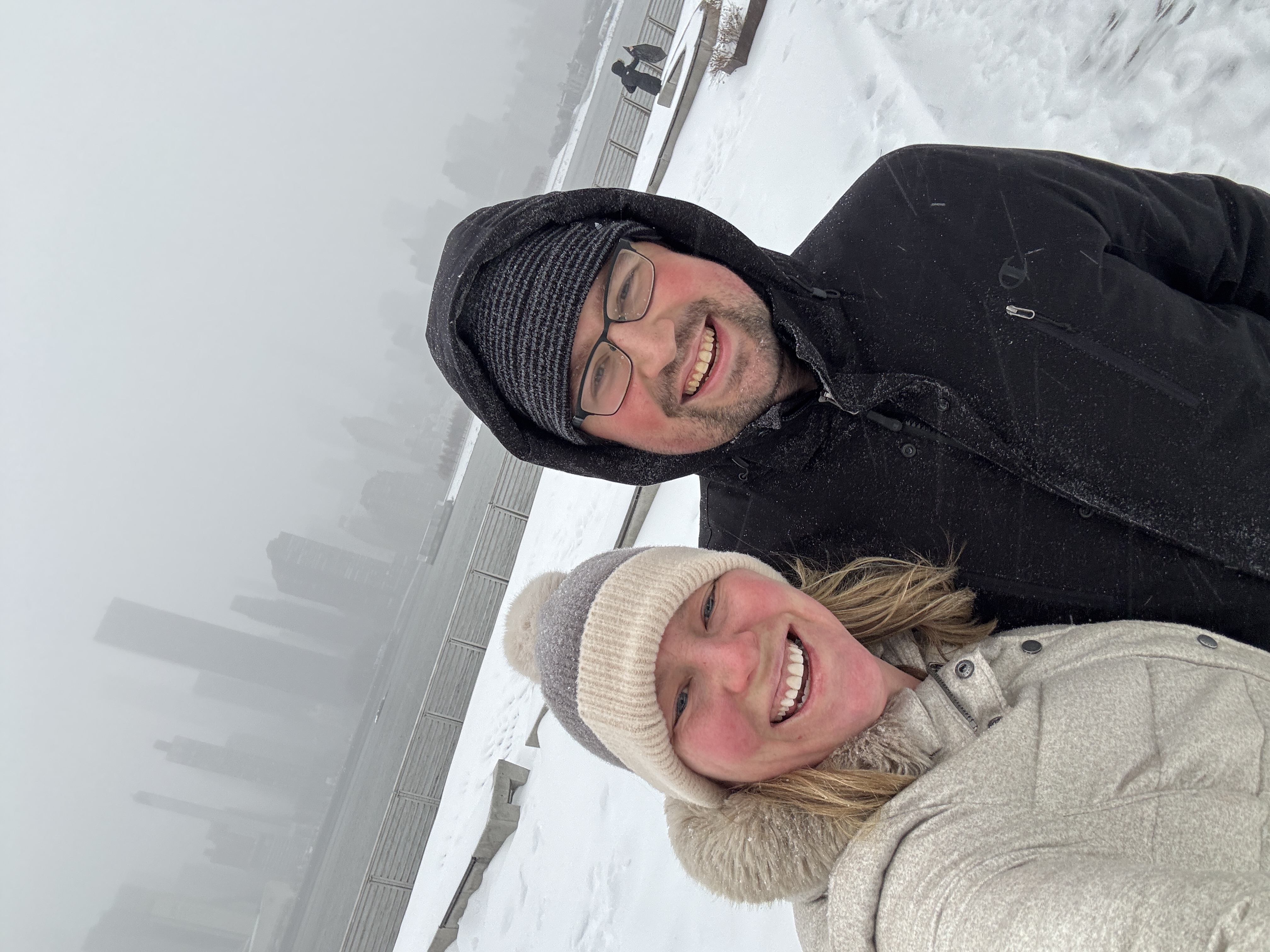 Michael and Devon in the snow in NYC